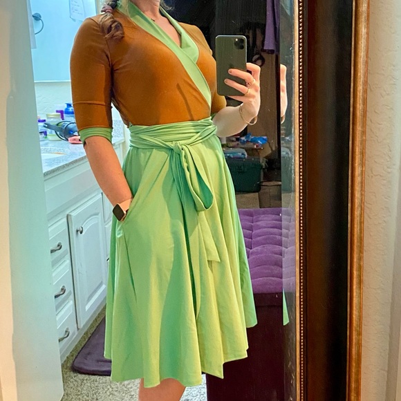 Elhoffer design Star Wars retired “Galactic Asset” Grogu  disneybound wrap dress - Picture 7 of 8